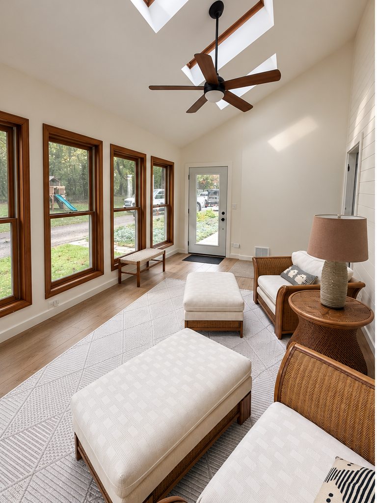 Sunroom renovation and interior finishes