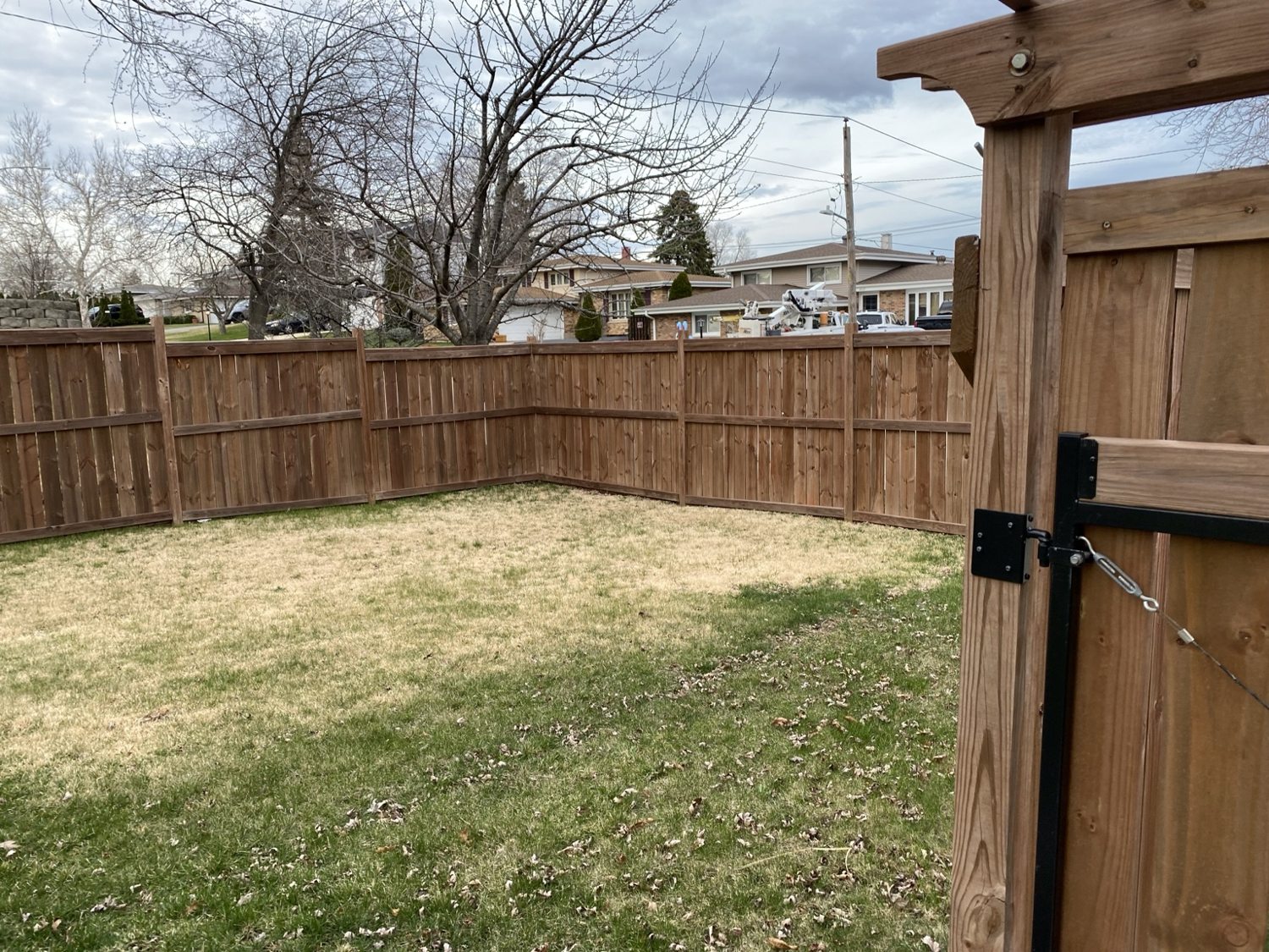 Finished wood privacy fence