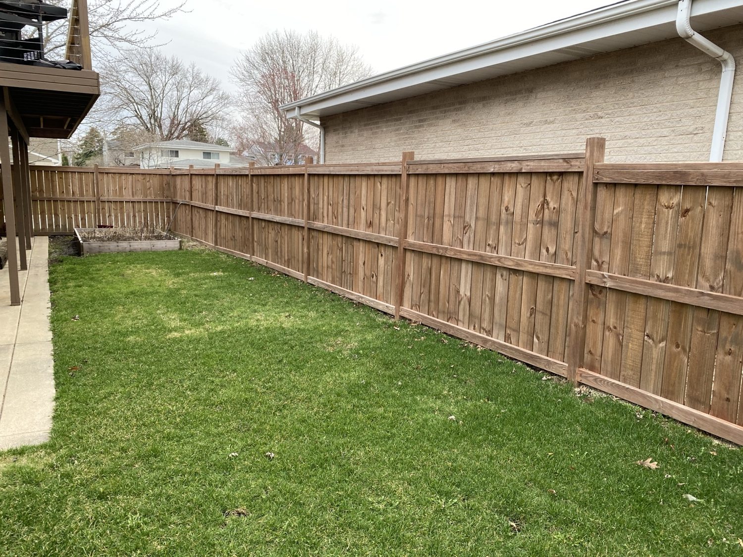 Finished wood privacy fence
